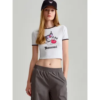 Dámské tričko Zkrácené tričko Kuromi - XL - House - bílý - 352CD-00X