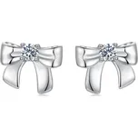 Elenys stříbrné pozlacené náušnice Mašličky s moissanitem 18K bílé zlato