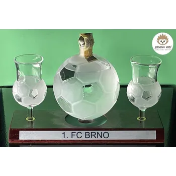 Kosmetická sada LUXUSNÍ DÁRKOVÁ SADA - FOTBALOVÝ MÍČ A DVA POHÁRKY - 1. FC BRNO - S ALKOHOLEM 40% ŠVESTKA