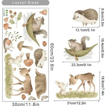 Samolepící dekorace Boho dětské samolepky lesní zvířátka | nálepky na zeď, dětská dekorace - SL6274A