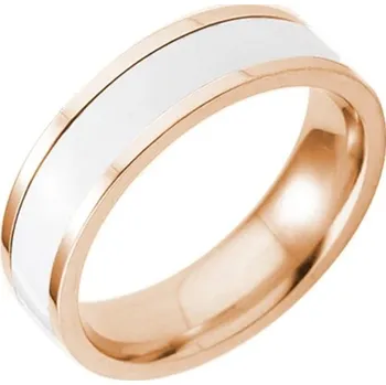 Prsten Ocelový prsten pro páry a svatbu | unisex prsten, svatební šperk - Růžově zlaté bílé , 11