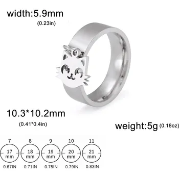 Prsten Ocelový prsten s motivem | dámský šperk - Cat Steel-200021498 , 7