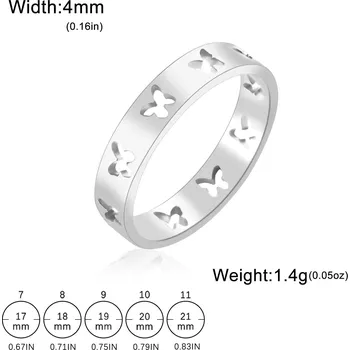 Prsten Dámský prsten motýl | ocelový šperk - Stříbro , 11