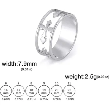 Prsten Ocelový prsten s křížem hip hop styl | unisex šperk - Stříbro , 10