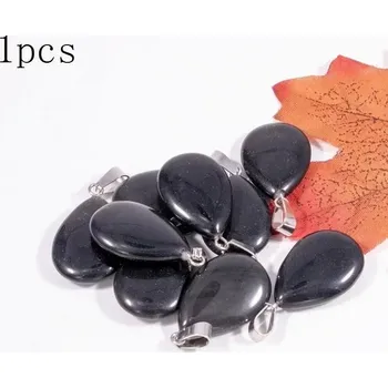 Sběratelství Přírodní krystal kapka 20x6mm | Minerální přívěsek 1 ks - Přírodní obsidián