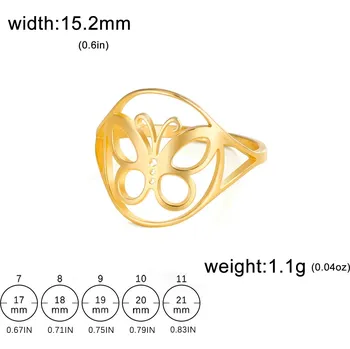 Prsten Ocelový prsten s motivem zvířete | dámský šperk - 20 Motýlí zlato , 8
