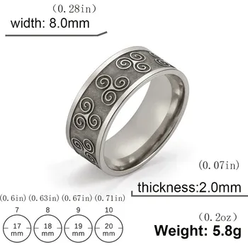 Prsten Ocelový prsten vikingský triskelion | šperky - Barva oceli , 9