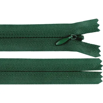 Spirálový zip skrytý No 3 délka 35 cm, barva 273 zelená smrková