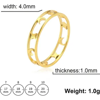 Prsten Prsten měsíc z chirurgické oceli boho styl | Dámský šperk - Zlatá barva , 7