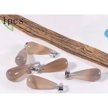 Přívěsek Krystal přívěsek 25x10mm | přívěsek, minerální kámen 1 ks - Přírodní Achát šedý