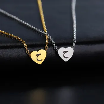 Náhrdelník Náhrdelník se srdcem a arabským písmenem | Dámský šperk 1 ks - Styl 24 , Zlato , 45-50cm