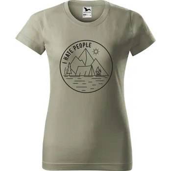 Dámské tričko s potiskem I hate people Barva trička: Světlá khaki - 28, Velikost: XL