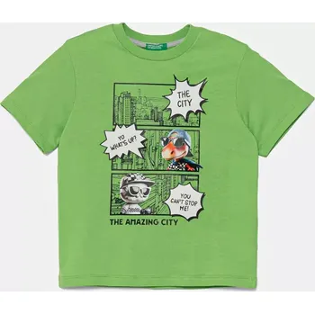 Dětská móda Dětské bavlněné tričko United Colors of Benetton 35RYG10I7.P.Seasonal zelená 71X, vel. 104