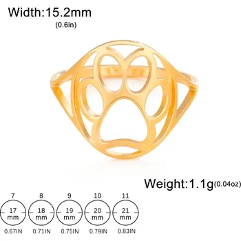 Prsten Ocelový prsten s motivem zvířete | dámský šperk - 18 Paw Gold , 11