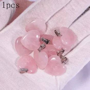 Přírodní krystal srdce reiki | Minerální kámen, šperk 1 ks - Přírodní Rose Quartz , 1ks 20x6mm