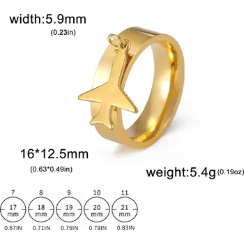 Prsten Ocelový prsten s motivem | dámský šperk - Zlaté letadlo , 11