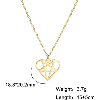 Náhrdelník Dámský náhrdelník srdce z oceli | šperky pro ženy - Pentagram srdce-10