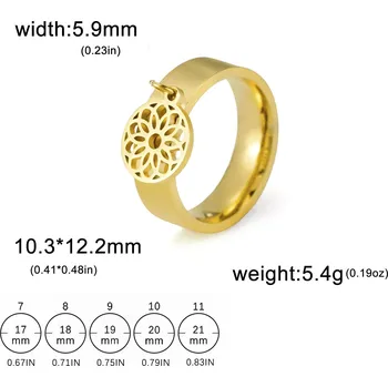 Prsten Ocelový prsten s motivem | dámský šperk - Květinové zlato , 11