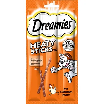 Pamlsek pro kočku 6ks-6x5g Dreamies Meaty Sticks kuřecí pamlsky pro kočky