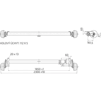 Přívěs Náprava AL-KO Compact B 1200-6 (1350 kg) a=1850 mm, c=2300 mm, 5°, 2051, 112x5