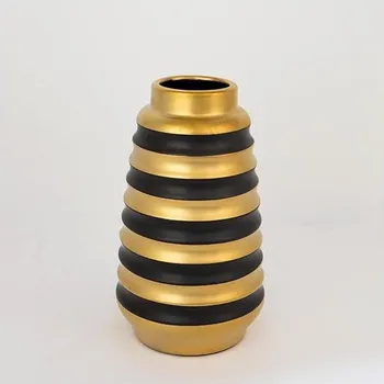 Váza Keramická váza 25x14 cm zlatá/černá
