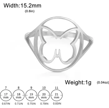 Prsten Ocelový prsten s motivem zvířete | dámský šperk - 8 Motýlí ocel , 11