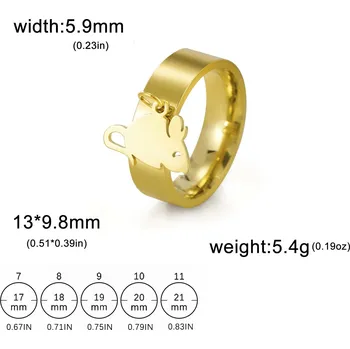 Prsten Ocelový prsten s motivem | dámský šperk - Myš zlatá , 10