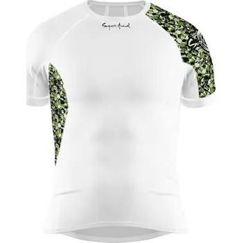 Pánské termoprádlo Pánské funkční triko krátký rukáv CAMO bílá Bamboo Ultra - Zelená / M