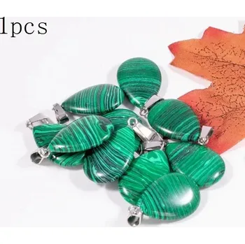 Přívěsek Přírodní krystal kapka 20x6mm | Minerální přívěsek 1 ks - Syntetický malachit