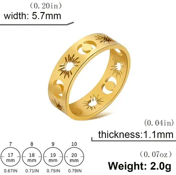 Prsten Měsíční prsten z oceli | Dámský šperk - Zlato , 8