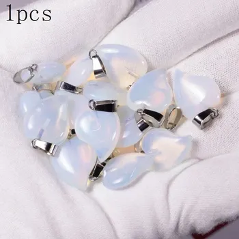 Přívěsek Přívěsek srdce z přírodního kamene | kamenný šperk 1 ks - Syntetický opál