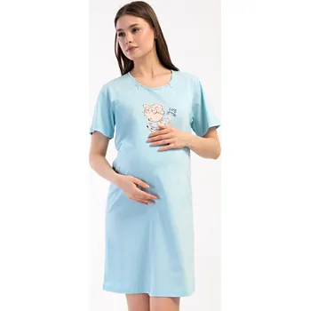 Dámská noční košile Vienetta Dámská noční košile mateřská Miláček: světle modrá L