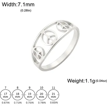 Prsten Ocelový prsten symbol míru | dámský šperk - Stříbro , 8