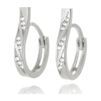 Náušnice Zlaté náušnice z bílého zlata kroužky se zirkony 14 mm NA1725F + DÁREK ZDARMA