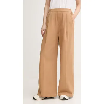 Dámské kalhoty Bavlněné kalhoty United Colors of Benetton béžová barva, široké, high waist, 4DUKDF01B 82X, vel. M