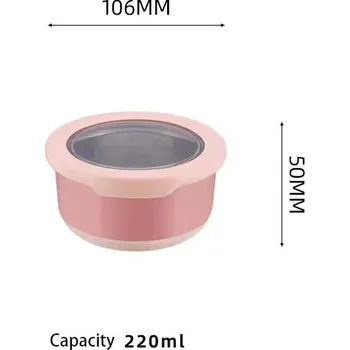 Termobox Nerezová miska s víkem pro čerstvé jídlo | termo box - růžová - 220 ml