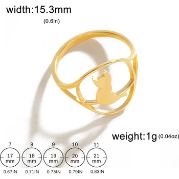 Prsten Ocelový prsten s motivem zvířete | dámský šperk - 1 kočičí zlato , 9