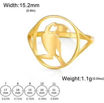 Prsten Ocelový prsten s motivem zvířete | dámský šperk - 7 Tukan zlato , 11