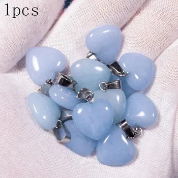 Přírodní krystal srdce | Minerální dekorace - Přírodní akvamarín , 1ks 16x6mm