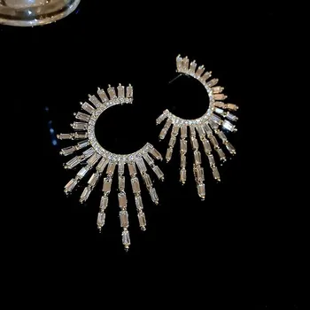 Náušnice Kruhové extravagantní štrasové náušnice pro ženy | dámské náušnice, módní náušnice - HE16013-1