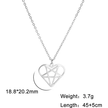 Náhrdelník Dámský náhrdelník srdce z oceli | šperky pro ženy - Pentagram srdce