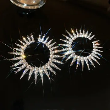 Náušnice Kruhové extravagantní štrasové náušnice pro ženy | dámské náušnice, módní náušnice