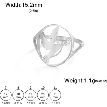 Prsten Ocelový prsten s motivem zvířete | dámský šperk - 10 Dove Steel , 9