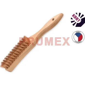 Drátěný kartáč Kartáč s prohnutou dřevěnou rukojetí, 4-řadý bronzový vlnitý drát 0,20 mm/KART 1111050