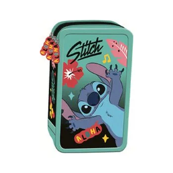 Set školních potřeb Piórnik szkolny potrójny z wyposażeniem. Stitch Mint Aloha