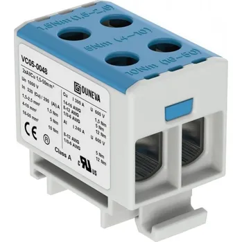 Univerzální řadová svorka MOREK OTL 50-2 2xAl/Cu 1,5-50mm2 1000V modrá MAA2050B10