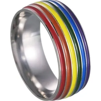 Prsten Duhový nerezový prsten pro páry a přátelství | duhový prsten, prsten přátelství - Stříbro , 6