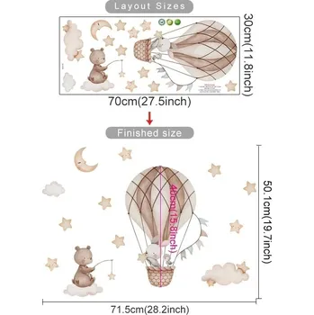 Samolepící dekorace Medvědí samolepka na zeď s balónem a mraky | dětská dekorace, dětská samolepka - SL3455A
