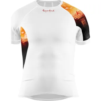 Pánské funkční triko krátký rukáv ADVENTURE bílá Bamboo Ultra - Červená / XXL