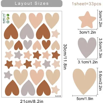 Samolepící dekorace Barevné samolepky srdce na zeď | dětské dekorace, samolepicí dekorace - SL633B